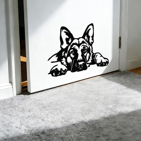 JEWLOVE لوحة فنية جدارية للراعي الألماني - ديكور جدار معدني للكلاب لمحبي الحيوانات الأليفة، الراعي الألماني الأسود مستلقيًا، ديكور منزلي ريفي لغرفة المعيشة، غرفة النوم، بيت الكلب، 14.3 بوصة × 10 بوصة in Kuwait