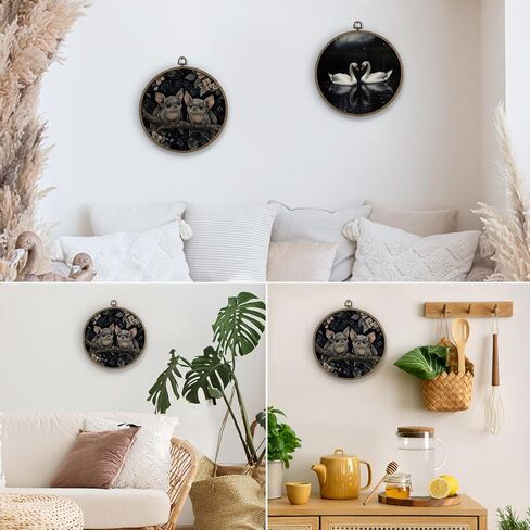 dvhdajed Dark Academia Halloween Bat Round Wall Art Decor, Gothic Cottagecore Bat Framed Canvas Art, Gothic Witchy Bat Botanical Round Wall Hanging Decor for Bathroom Bedroom Living Room, 10x10 Inch in Kuwait