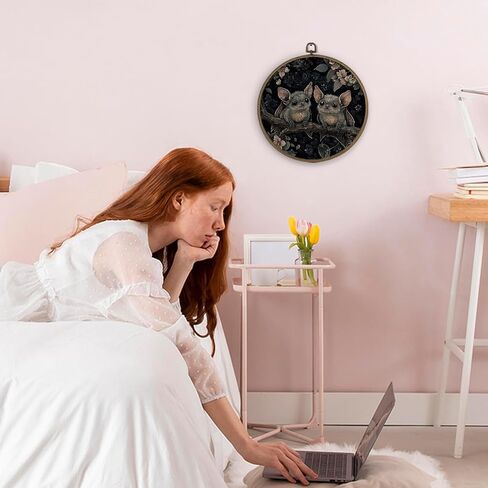 dvhdajed Dark Academia Halloween Bat Round Wall Art Decor, Gothic Cottagecore Bat Framed Canvas Art, Gothic Witchy Bat Botanical Round Wall Hanging Decor for Bathroom Bedroom Living Room, 10x10 Inch in Kuwait