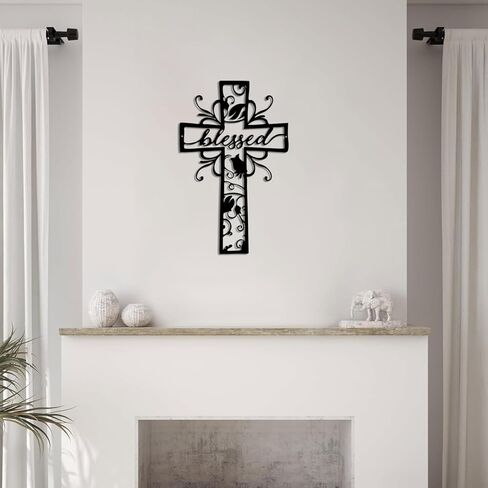 Cross Metal Wall Art Christian Blessed Metal Wall Sign Christianity Faith Metal Hanging Religious Wall Sign for Home Living Room Bedroom Church in Saudi Arabia