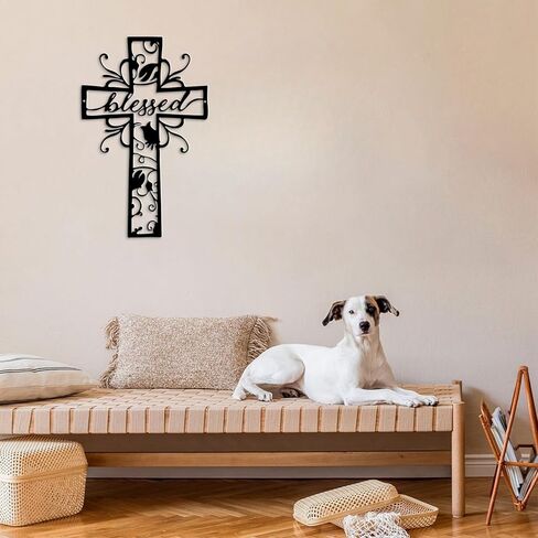 Cross Metal Wall Art Christian Blessed Metal Wall Sign Christianity Faith Metal Hanging Religious Wall Sign for Home Living Room Bedroom Church in Saudi Arabia