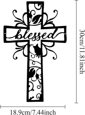 Cross Metal Wall Art Christian Blessed Metal Wall Sign Christianity Faith Metal Hanging Religious Wall Sign for Home Living Room Bedroom Church in Saudi Arabia