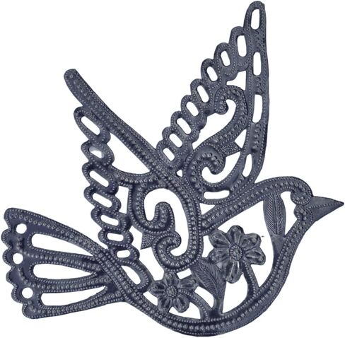 It's Cactus Hand Cut Dove of Peace, Fair Trade Haitian Metal Art 7" x 6.5", Wall Hanging Peace Symbol, Garden Spring Home Decor in Kuwait