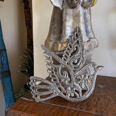 It's Cactus Hand Cut Dove of Peace, Fair Trade Haitian Metal Art 7" x 6.5", Wall Hanging Peace Symbol, Garden Spring Home Decor in Kuwait