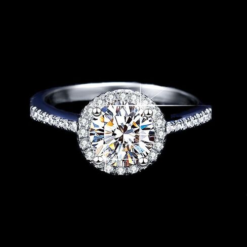 1 Carat Round Diamond Adjustable Ring for Women, 925 Silver Ideal Cut Sparkling Wedding Band & Anniversary Jewelry Gift in Saudi Arabia