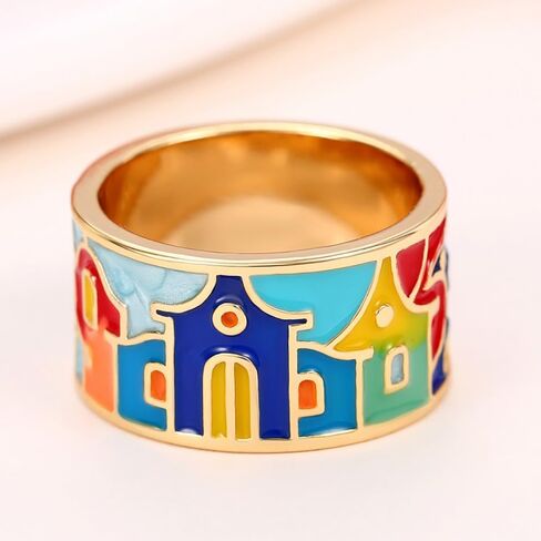 Aesthetic Gold Color Enamel Rings for Female Daily Wearable Accessories Jewelry in Saudi Arabia