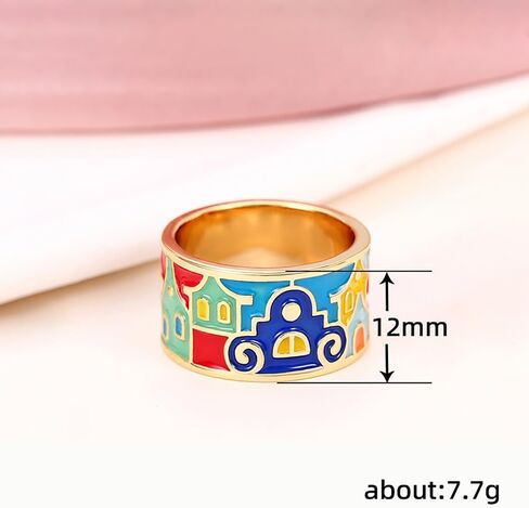 Aesthetic Gold Color Enamel Rings for Female Daily Wearable Accessories Jewelry in Saudi Arabia