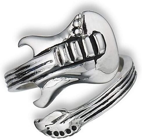 Fantasy Forge Jewelry خاتم جيتار كهربائي للنساء والرجال من الفولاذ المقاوم للصدأ قابل للتعديل مقاسات فرقة الموسيقى 7-12 in Kuwait