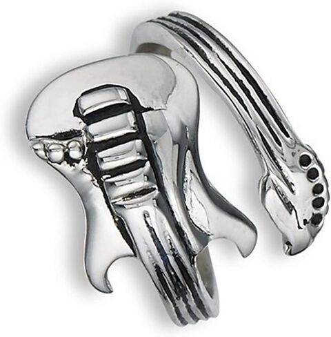 Fantasy Forge Jewelry خاتم جيتار كهربائي للنساء والرجال من الفولاذ المقاوم للصدأ قابل للتعديل مقاسات فرقة الموسيقى 7-12 in Kuwait