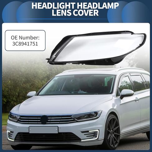 Headlight Lens Cover Front Left Headlight Headlamp Lense Clear Lens Cover No.3C8941751 for Volkswagen CC 2013-2017 PC Black Clear in Saudi Arabia