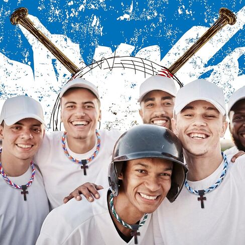 Tondiamo 12 Pieces Baseball Necklace with Cross Pendant Bulk 18 in Multicolor 3 Braided Rope Titanium Tornado Sports Necklace for Baseball Party Favors Team Gifts Goodie Bag Stuffers, 12 Colors in Saudi Arabia