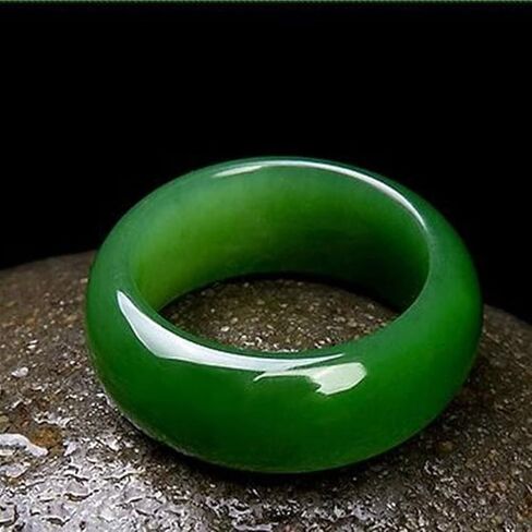 Green Jade Ring Chinese Natural Jadeite Amulet Fashion Charm Jewelry Carved Gifts for Her Women Men (Ring Size : 12) in Kuwait