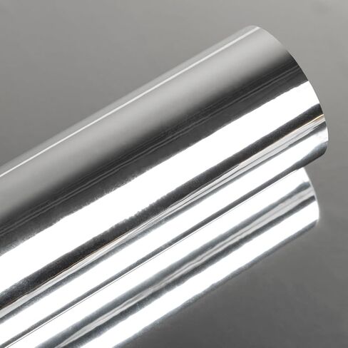 ملصقات شريط مرآة حائط مرنة من Abyssaly - مرايا قابلة للتقشير واللصق ذاتية اللصق - فيلم لاصق عاكس للسلامة غير زجاجي ذاتي اللصق - لفة ورق فضية عاكسة لديكور الحائط 15.7 × 196 in Kuwait