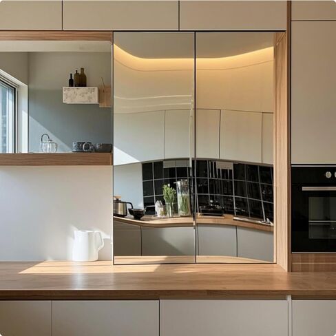 ملصقات شريط مرآة حائط مرنة من Abyssaly - مرايا قابلة للتقشير واللصق ذاتية اللصق - فيلم لاصق عاكس للسلامة غير زجاجي ذاتي اللصق - لفة ورق فضية عاكسة لديكور الحائط 15.7 × 196 in Kuwait