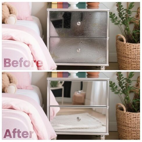 ملصقات شريط مرآة حائط مرنة من Abyssaly - مرايا قابلة للتقشير واللصق ذاتية اللصق - فيلم لاصق عاكس للسلامة غير زجاجي ذاتي اللصق - لفة ورق فضية عاكسة لديكور الحائط 15.7 × 196 in Kuwait