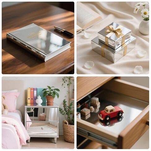 ملصقات شريط مرآة حائط مرنة من Abyssaly - مرايا قابلة للتقشير واللصق ذاتية اللصق - فيلم لاصق عاكس للسلامة غير زجاجي ذاتي اللصق - لفة ورق فضية عاكسة لديكور الحائط 15.7 × 196 in Kuwait