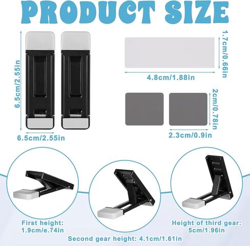 2pcs Keyboard Riser Tilt for Desk Adjustable Computer Stand Tilt Wedge Foldable Keyboard Lifter for Desk Portable Mini Laptop Feet with Anti-Slip Pads Universal Office Accessories (Black) in Kuwait