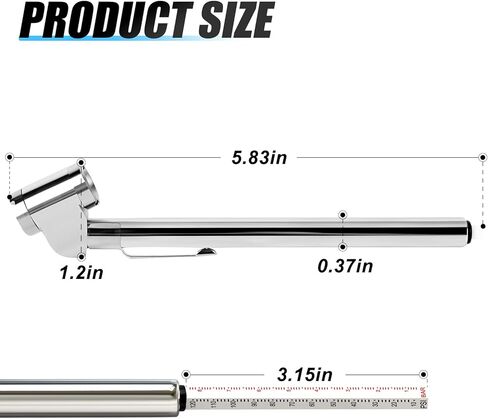 MEANLIN MEASURE 10Pcs Silver Double Straight Type Tire Pressure Gauge，Dual Head Air Pressure Gauge with 10Pcs Black Stem Caps，Pressure Range 10-120 Psi(Suitable for Trucks, etc. in Kuwait