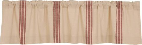 Piper Classics Market Place Red Grain Sack Stripe Valance, 16" x 72", Farmhouse Kitchen Curtain in Brick Red & Natural Cream Feed Sack Stripes in Kuwait