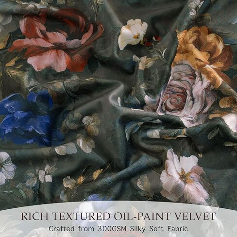 RYB HOME Mustard Yellow Velvet Curtains 96 inches Long, Printed Floral Vintage Design Home Decoration Thermal Insulated Privacy Protect Drapes for Bedroom Living Room, W50 x L96 inches, 2 Panels in Kuwait