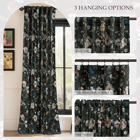 RYB HOME Mustard Yellow Velvet Curtains 96 inches Long, Printed Floral Vintage Design Home Decoration Thermal Insulated Privacy Protect Drapes for Bedroom Living Room, W50 x L96 inches, 2 Panels in Kuwait