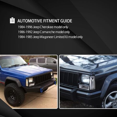 Autozensation Compatible with Jeep Cherokee 1984-1996, 86-92 Comanche, 84-85 Wagoneer Limited Xj, Chrome Housing Clear Lens Corner Lights in Kuwait