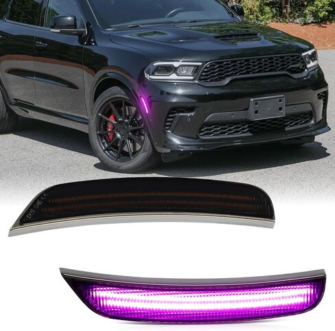 White LED Side Marker Lights for Dodge Durango 2021 2022 2023 2024 2025 Upgraded 2-Row Front Bumper Sidemarker Lamps Smoked Lens 2PCS in Kuwait