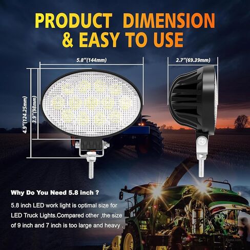 5.8 Inch Oval LED Light Bars,2026 Updated 78W 7200Lms High-Output 12/24V LED Tractor Work Lights IP67 Waterproof Led Flood Light for Truck Tractor ATV Vans and Heavy-Duty Equipment (2PCS) in Kuwait