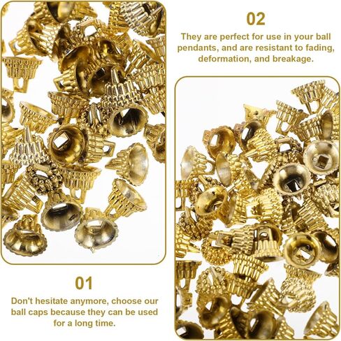 Christmas Ball Cap Accessories - 200 Pack Golden Ornament Tops for DIY Christmas Decorations Replacement Caps for Standard Ornaments in Saudi Arabia