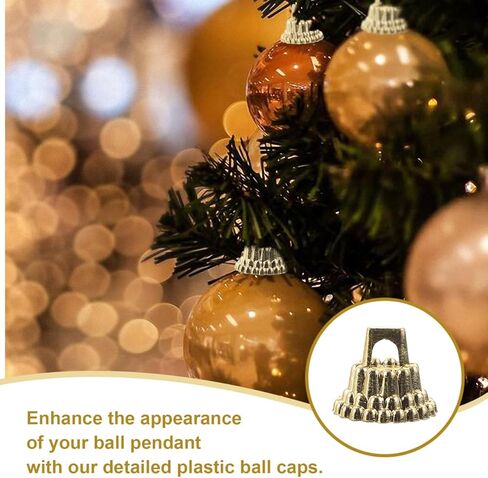 Christmas Ball Cap Accessories - 200 Pack Golden Ornament Tops for DIY Christmas Decorations Replacement Caps for Standard Ornaments in Saudi Arabia
