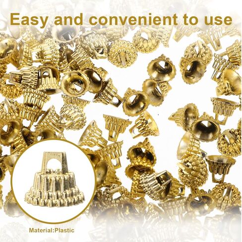 Christmas Ball Cap Accessories - 200 Pack Golden Ornament Tops for DIY Christmas Decorations Replacement Caps for Standard Ornaments in Saudi Arabia