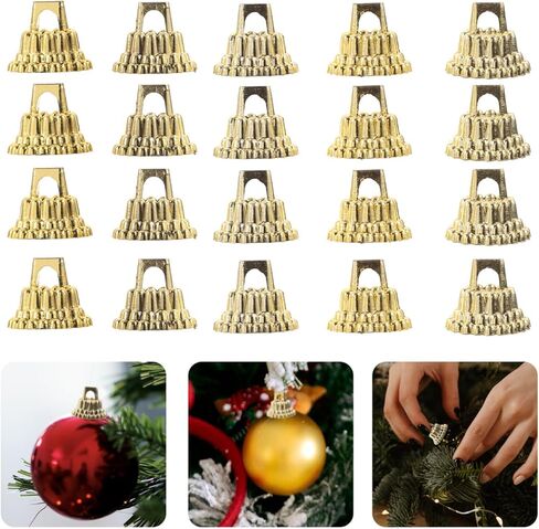 Christmas Ball Cap Accessories - 200 Pack Golden Ornament Tops for DIY Christmas Decorations Replacement Caps for Standard Ornaments in Saudi Arabia