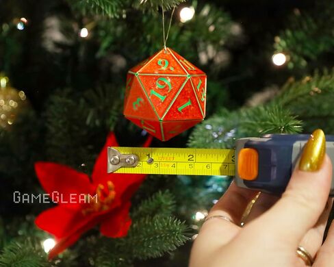D20 Ornament [Silk Red and Green Holographic, 2"] - Hanging DND Charm Dangler Dodecahedron - A Magical Christmas Tree Holiday Season Gift for him or her - GameGleam in Saudi Arabia