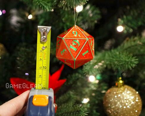 D20 Ornament [Silk Red and Green Holographic, 2"] - Hanging DND Charm Dangler Dodecahedron - A Magical Christmas Tree Holiday Season Gift for him or her - GameGleam in Saudi Arabia