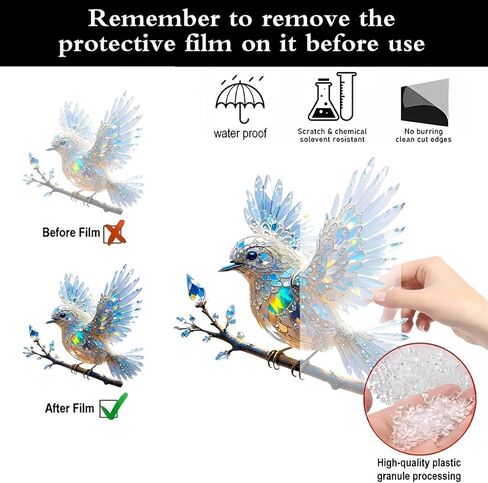 1PC Crystal Bird Acrylic Suncatcher Hanging, 7.08 inch Window Ornament Decor with Printed Stained Glass Style Design, Rainbow Maker Wall Art, Gift Idea & Garden Ornament Indoor Outdoor Use/DW-31 in Saudi Arabia