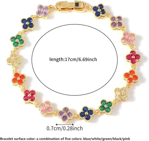 PHOENIX NEST18K gold-plated double-sided women's adjustable clover lucky bracelet set for women, white/black/red/green/red/orange/yellow/blue/indigo/purple flower lucky four leaf bracelet, charming and fashionable jewelry giftBanquet/Christmas Gift in Kuwait