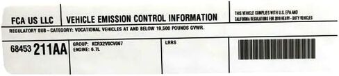 Mopar 68453211AA LABEL VEHICLE EMISSION CONTROL IN in Saudi Arabia