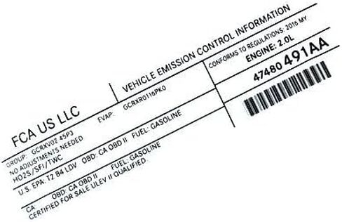 Mopar 47480491AA LABEL VEHICLE EMISSION CONTROL IN in Saudi Arabia