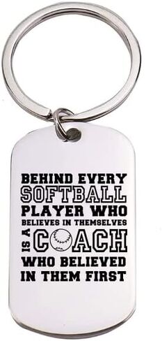 Softball Coach Keychain, Softball Gift, Behind Every Softball Player Who Believes in Themselves is a Coach Who Believed in Them First, Softball Coach Thank You Gifts in Saudi Arabia