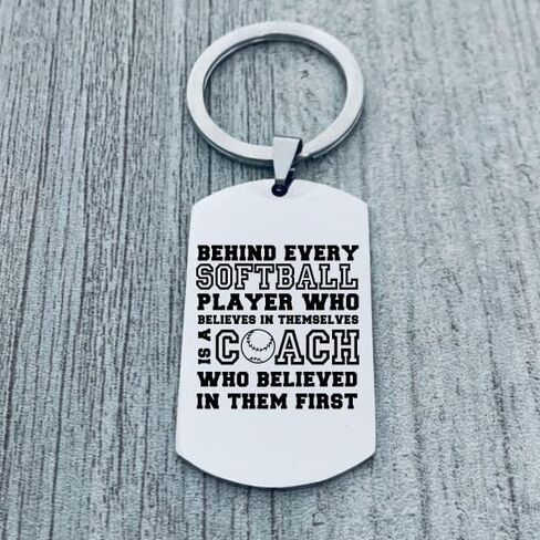 Softball Coach Keychain, Softball Gift, Behind Every Softball Player Who Believes in Themselves is a Coach Who Believed in Them First, Softball Coach Thank You Gifts in Saudi Arabia