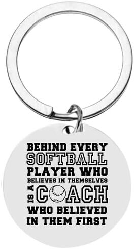 Softball Coach Keychain, Softball Gift, Behind Every Softball Player Who Believes in Themselves is a Coach Who Believed in Them First, Softball Coach Thank You Gifts in Saudi Arabia