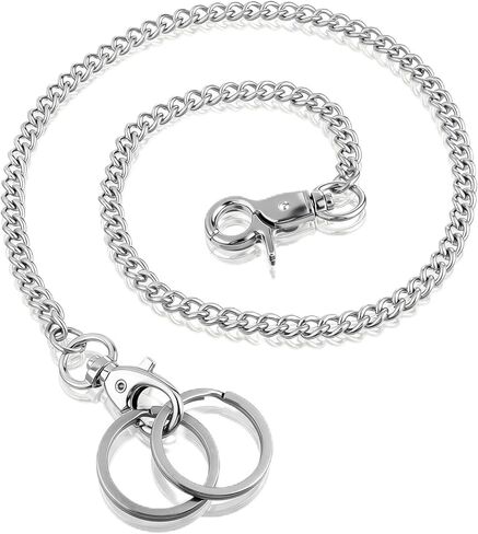 Wallet Chains for Men, 24 Inch Heavy Duty Pocket Chain Metal Purse Chain with Lobster Clasps and 2 Keyrings for Keys, Jeans, Pants, Belt Loop, Wallet, Handbag in Saudi Arabia