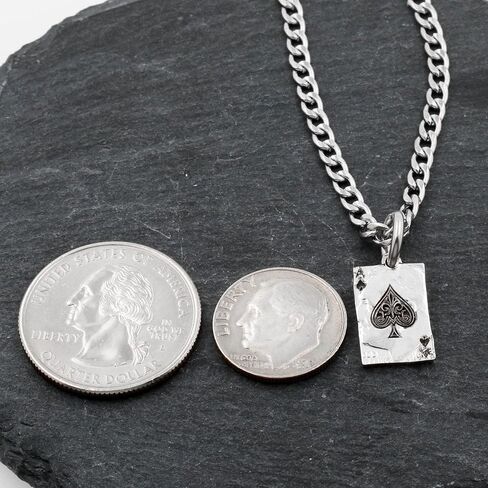 Ace of Spades، الأحرف الأولى المحفورة خصيصًا على الظهر، قلادة بطاقة اللعب، تصميم الأشياء بأسمائها الحقيقية المنقوشة، عملة مقطوعة يدويًا، بواسطة NameCoins in Kuwait
