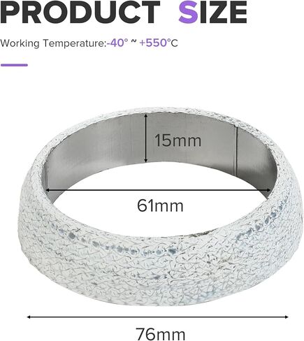 Exhaust Gasket,Car Accessories Exhaust Flange Gasket,Automotive Replacement,Universal Graphite Construction Donut Gaskets Seal Muffler Ring for Stop Leakage,Fit for Most Cars Trucks (2.5inch) in Saudi Arabia