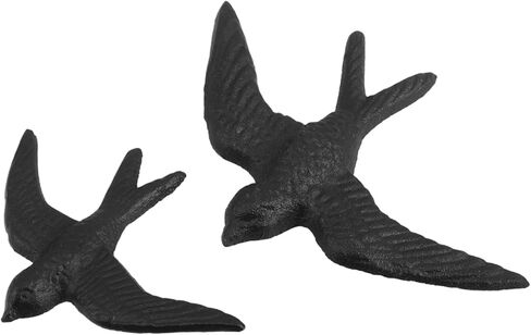 GANAZONO 2pcs Vintage Iron Wall Decor Retro Metal Flying Bird Sculpture for Garden Porch and Hallway Easy to Install Wear-Resistant Art for Home and Outdoor Spaces in Saudi Arabia