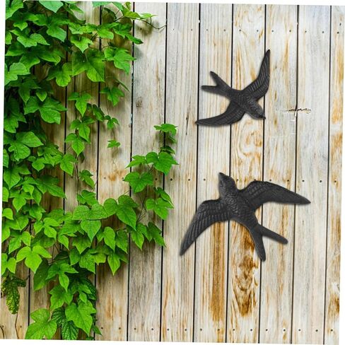 GANAZONO 2pcs Vintage Iron Wall Decor Retro Metal Flying Bird Sculpture for Garden Porch and Hallway Easy to Install Wear-Resistant Art for Home and Outdoor Spaces in Saudi Arabia