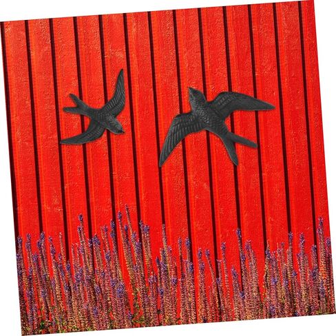 GANAZONO 2pcs Vintage Iron Wall Decor Retro Metal Flying Bird Sculpture for Garden Porch and Hallway Easy to Install Wear-Resistant Art for Home and Outdoor Spaces in Saudi Arabia