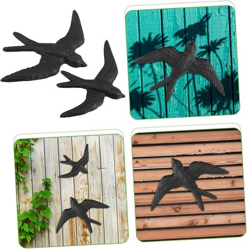 GANAZONO 2pcs Vintage Iron Wall Decor Retro Metal Flying Bird Sculpture for Garden Porch and Hallway Easy to Install Wear-Resistant Art for Home and Outdoor Spaces in Saudi Arabia
