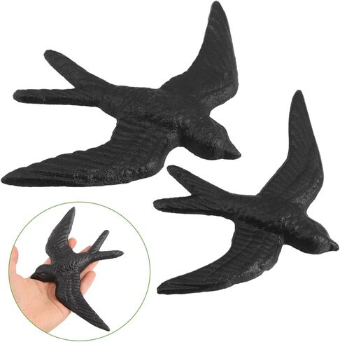 GANAZONO 2pcs Vintage Iron Wall Decor Retro Metal Flying Bird Sculpture for Garden Porch and Hallway Easy to Install Wear-Resistant Art for Home and Outdoor Spaces in Saudi Arabia