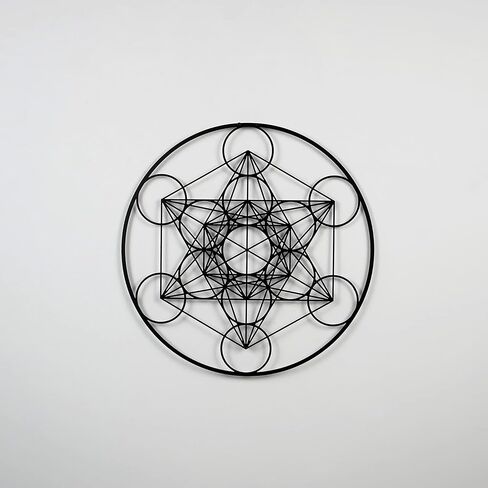 لوحة فنية جدارية معدنية على شكل مكعب ميتاترون من عوالم ملونة، ديكور حائط هندسي مقدس، هدية ديكور حائط للمنزل والمكتب الحديث للعام الجديد، أو عيد الميلاد أو الانتقال لمنزل جديد (12 بوصة × 12 بوصة | أسود) in Kuwait